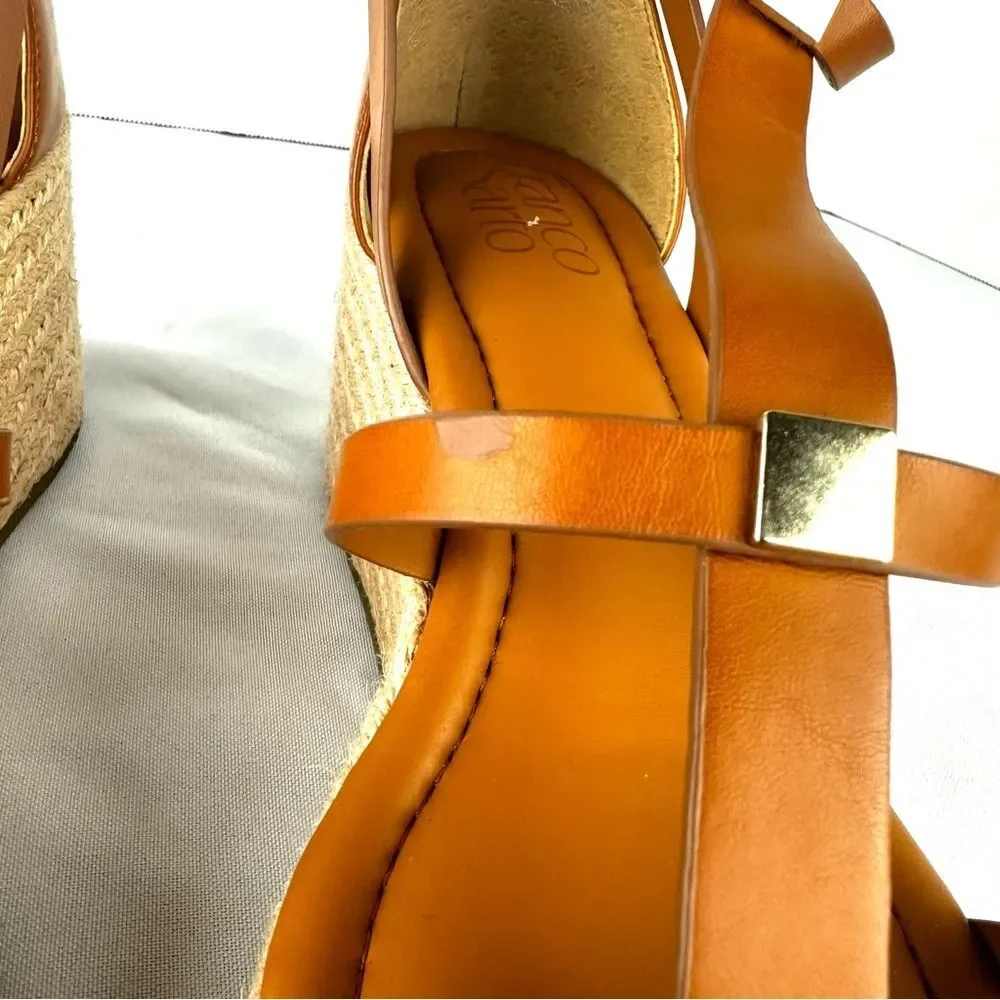 Franco Sarto Pana Platform Wedge brown Open toe Strappy Sandal Sz 8.5